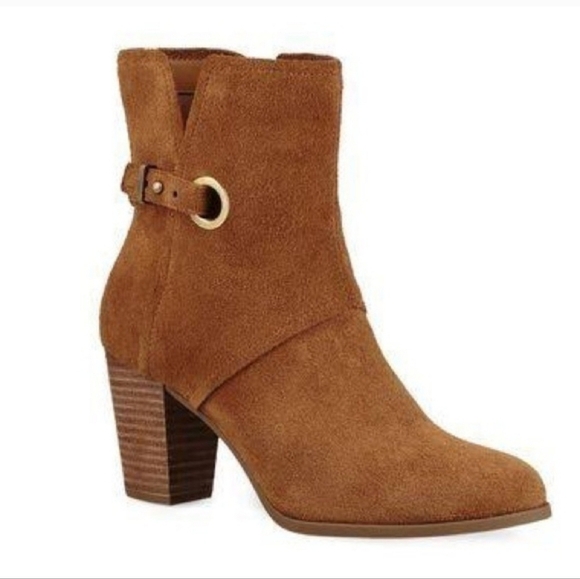 UGG Shoes - Koolaburra by UGG Samiah Chestnut Brown Suede Leather Heeled Bootie Boot SZ 8
